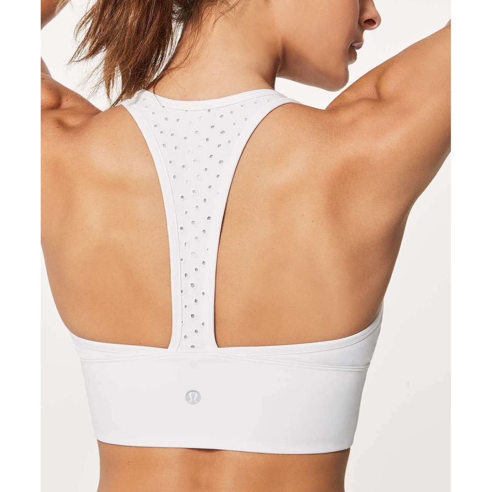 Lululemon Ornate Bra High Support Racerback 10 White Eyelet Vent